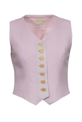 Alberto Makali - Light Pink Vintage Vest w/ White Leather Trim Sz 4