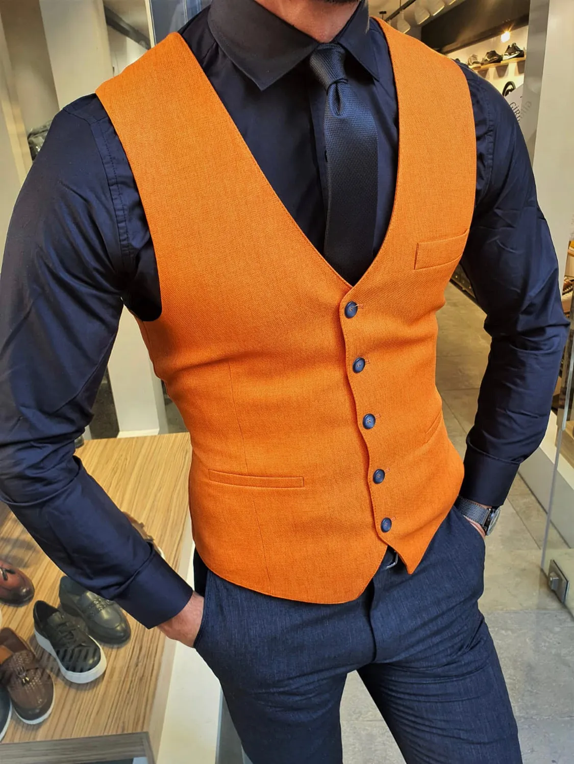 Ardenza Orange Slim Fit Vest