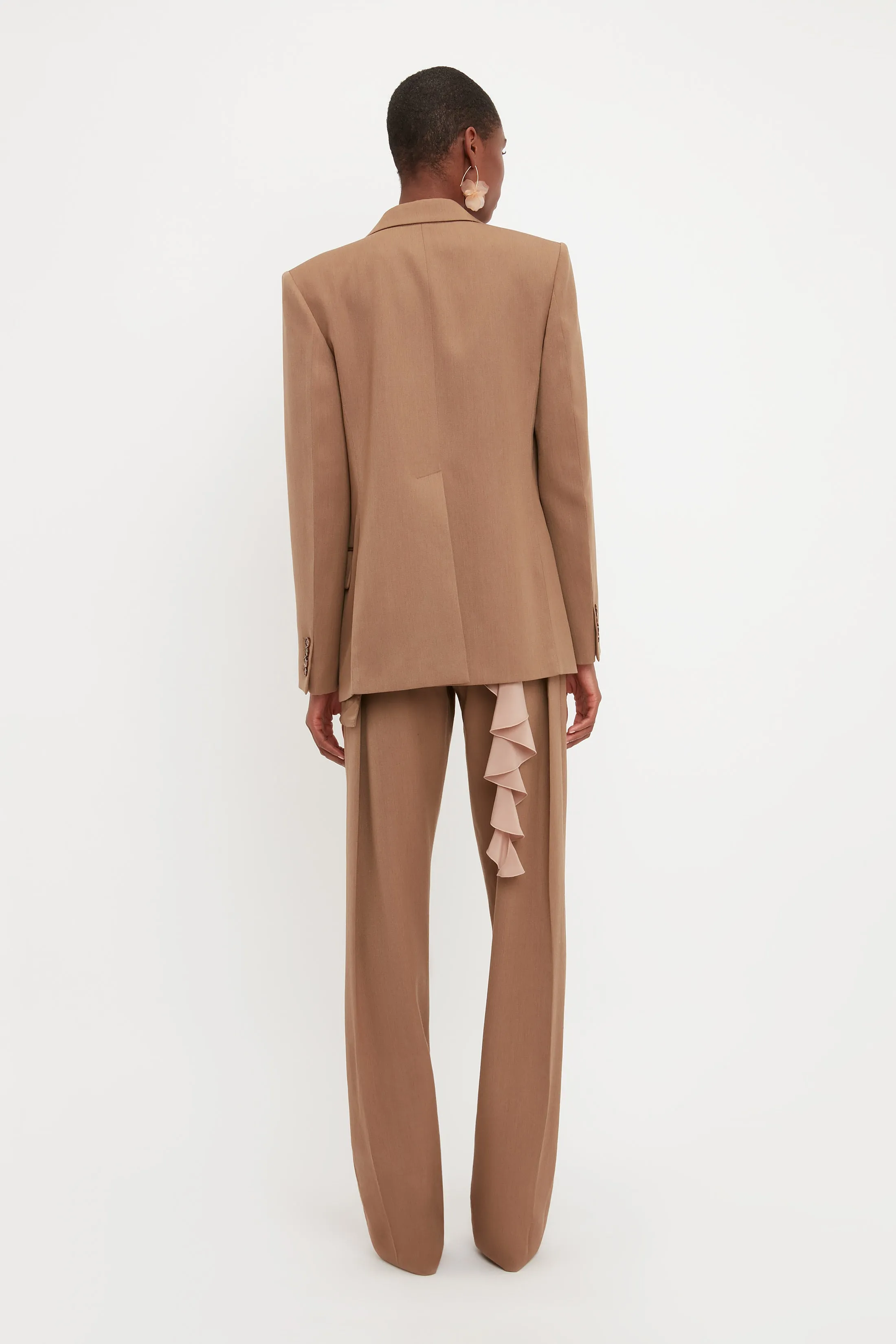 Asymmetric Double Layer Jacket In Fawn