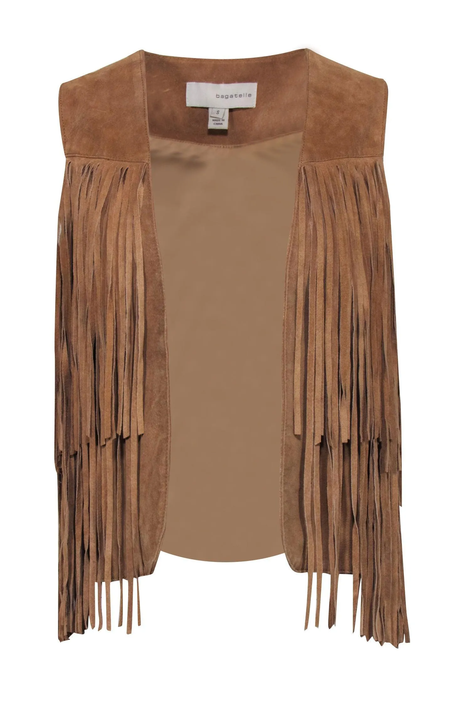 Bagatelle - Tan Leather Fringe Vest Sz S