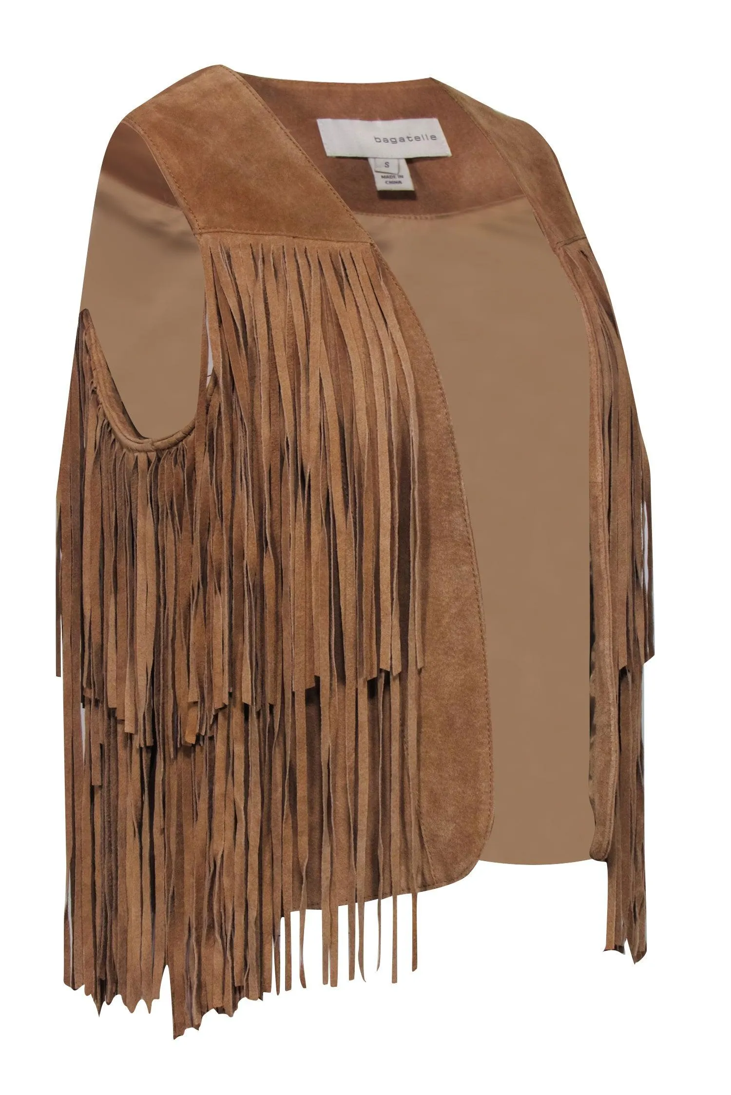 Bagatelle - Tan Leather Fringe Vest Sz S