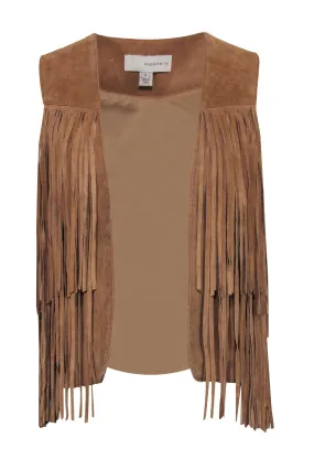 Bagatelle - Tan Leather Fringe Vest Sz S