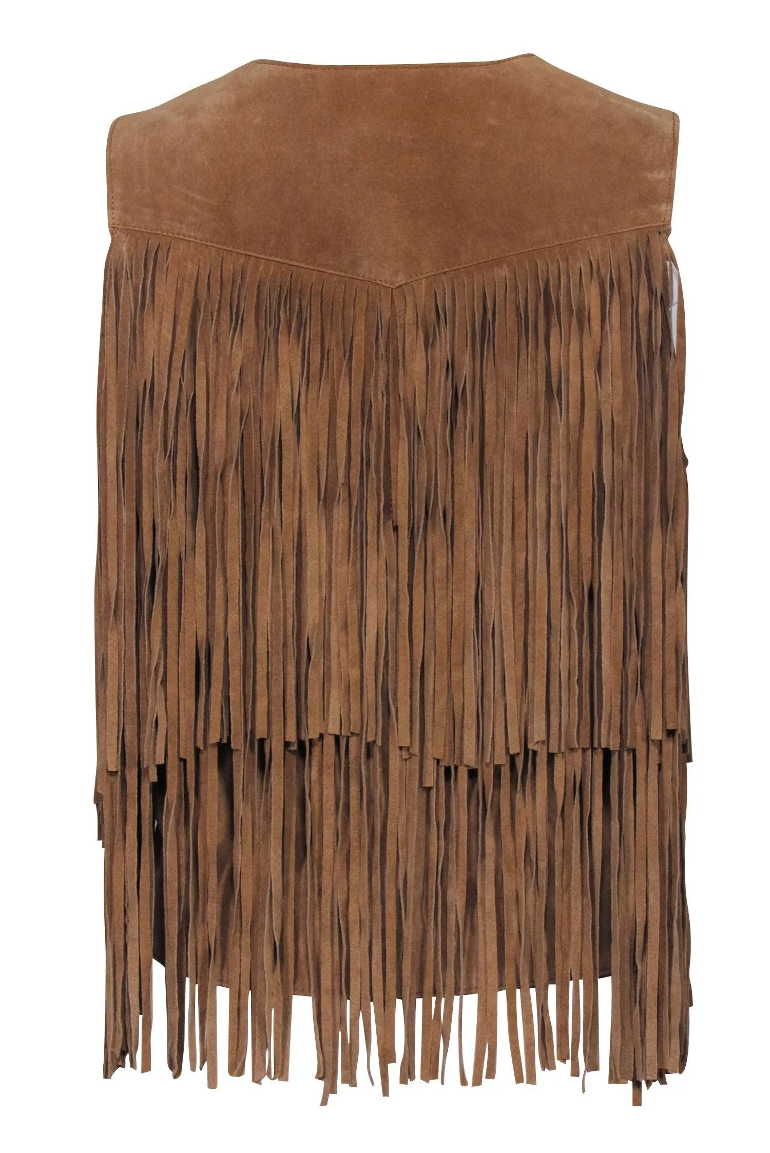 Bagatelle - Tan Leather Fringe Vest Sz S