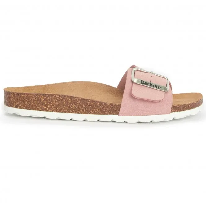 Barbour  Womens Benton Pink Suede Big Buckle Mules LFO0710PI12