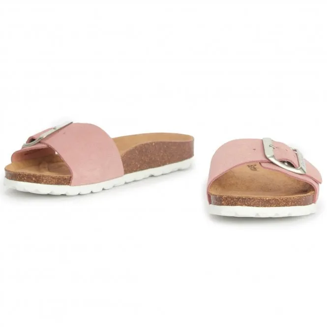 Barbour  Womens Benton Pink Suede Big Buckle Mules LFO0710PI12