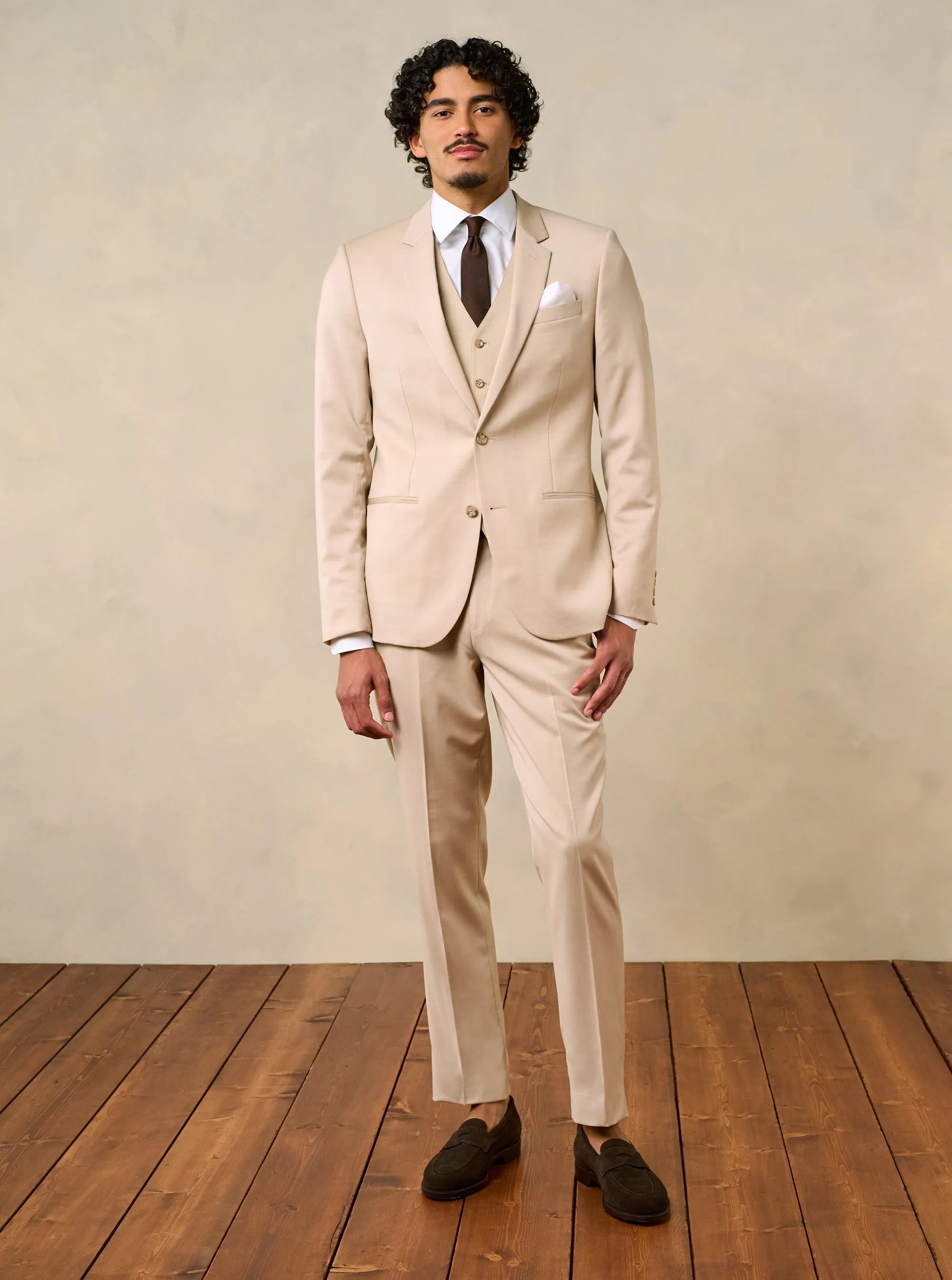 Beige Suit Vest