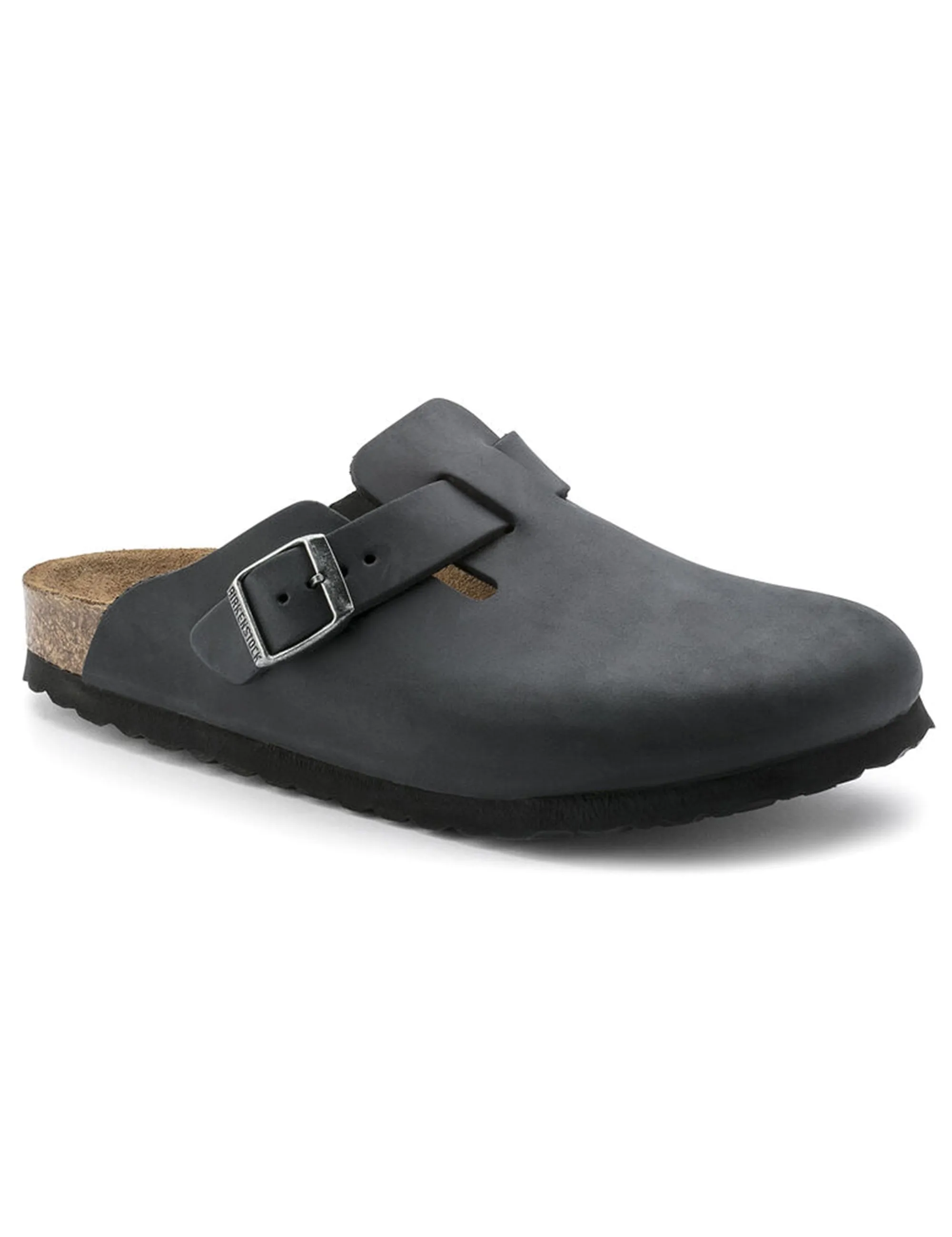 Boston Leather Mules - Oiled Black (Narrow Fit)