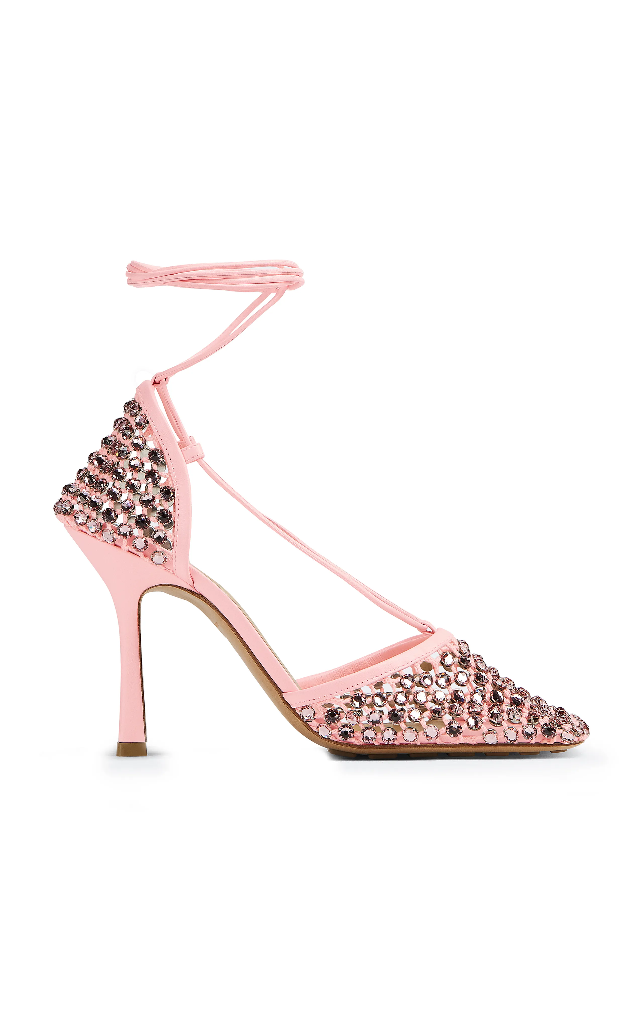 Bottega Veneta Stretch Lace-Up Crystal Sandals