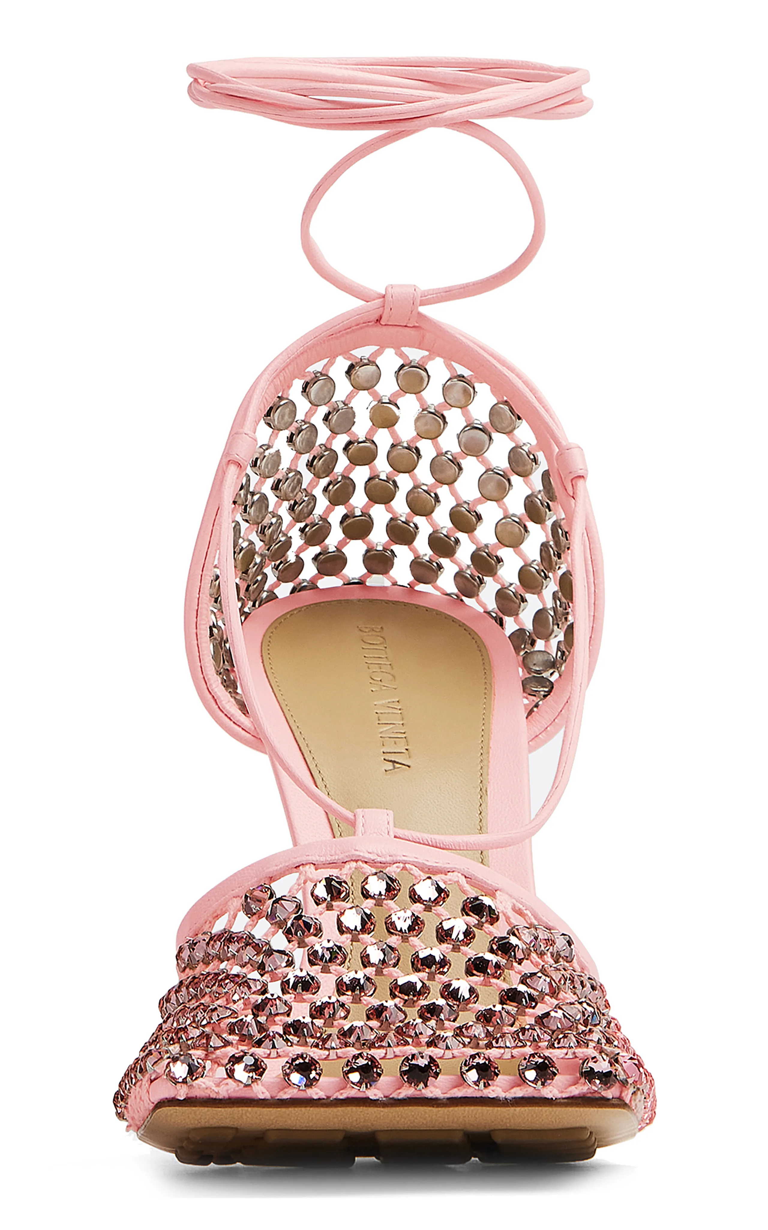 Bottega Veneta Stretch Lace-Up Crystal Sandals