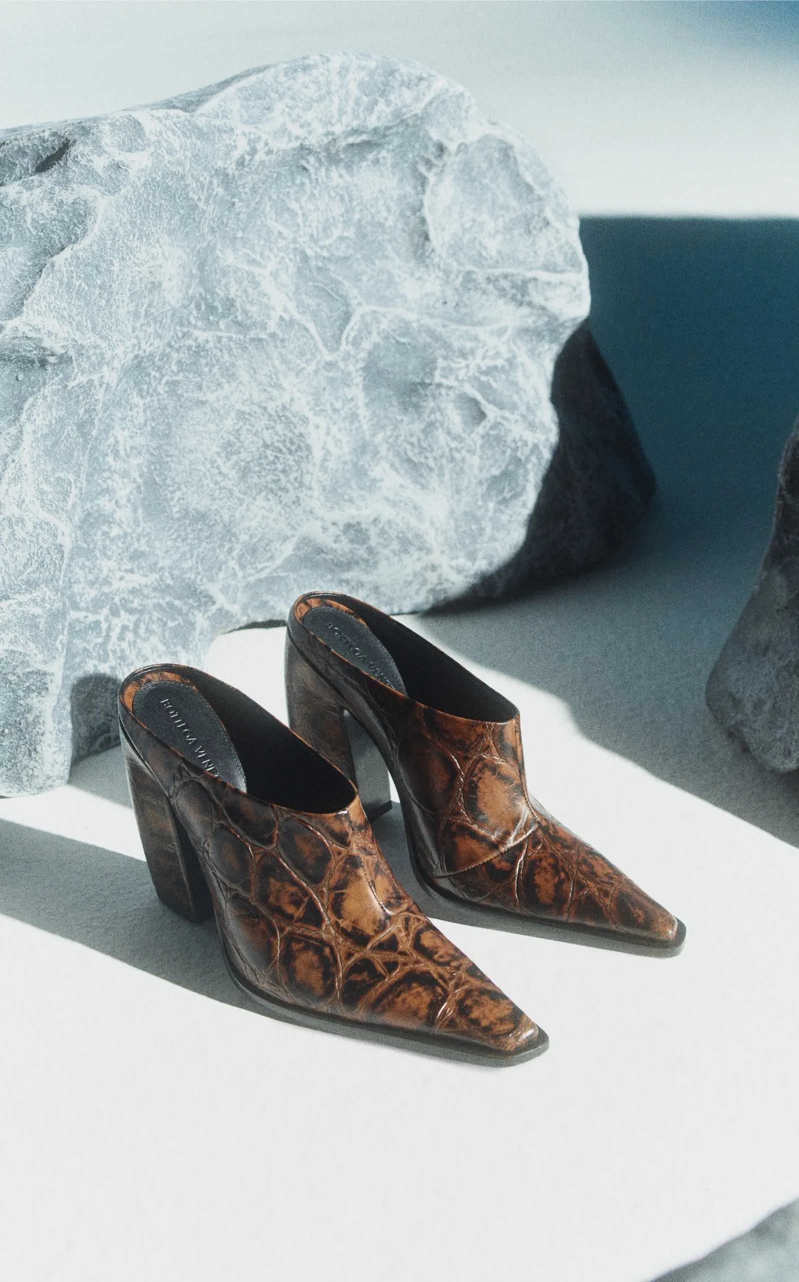 Bottega Veneta Tex Croc-Embossed Leather Mules