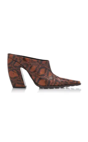 Bottega Veneta Tex Croc-Embossed Leather Mules