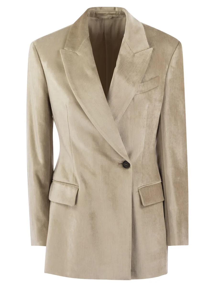 Brunello Cucinelli    Brunello Cucinelli Fluid Viscose Cotton Twill Jacket With Necklace