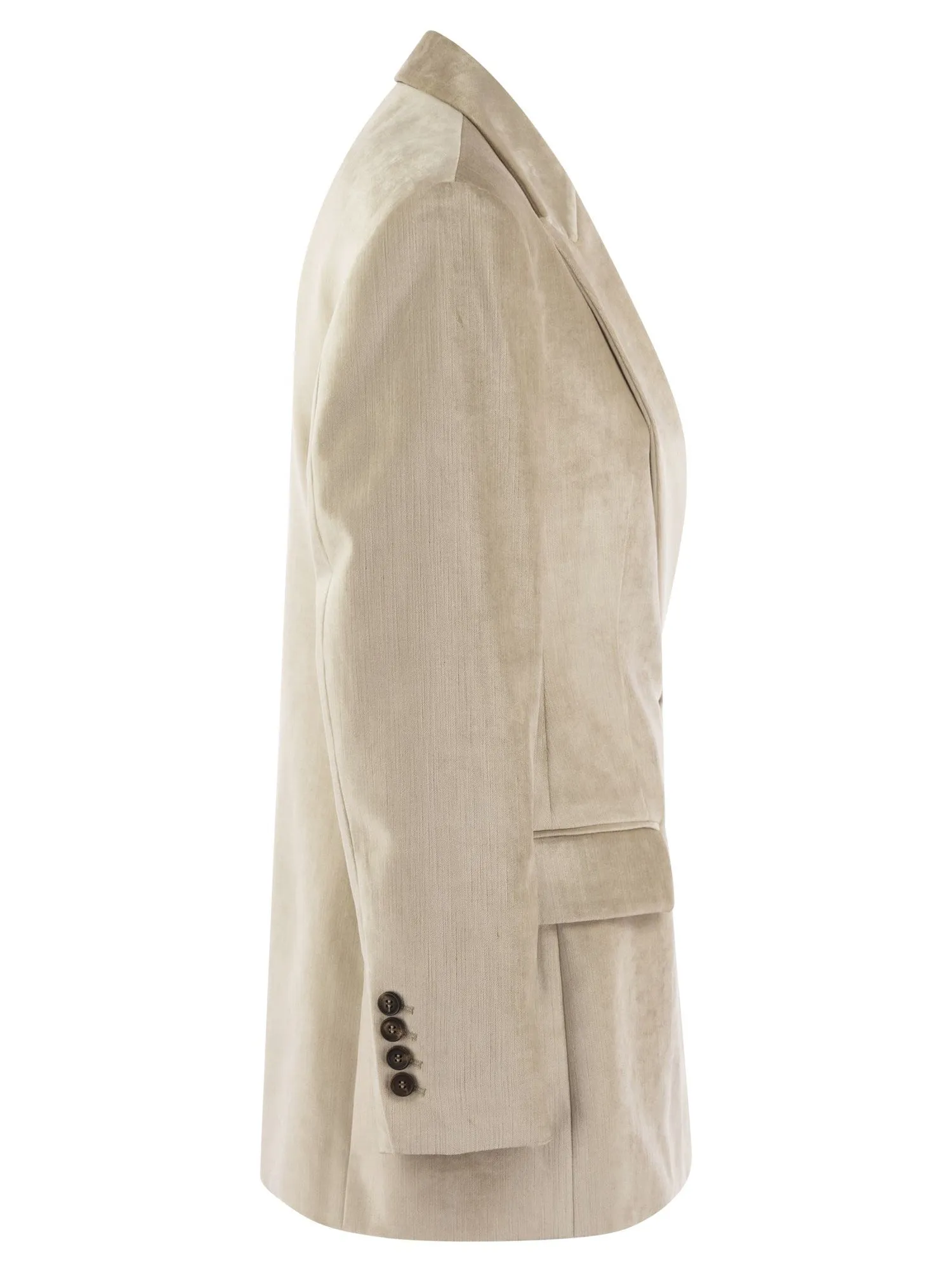 Brunello Cucinelli    Brunello Cucinelli Fluid Viscose Cotton Twill Jacket With Necklace