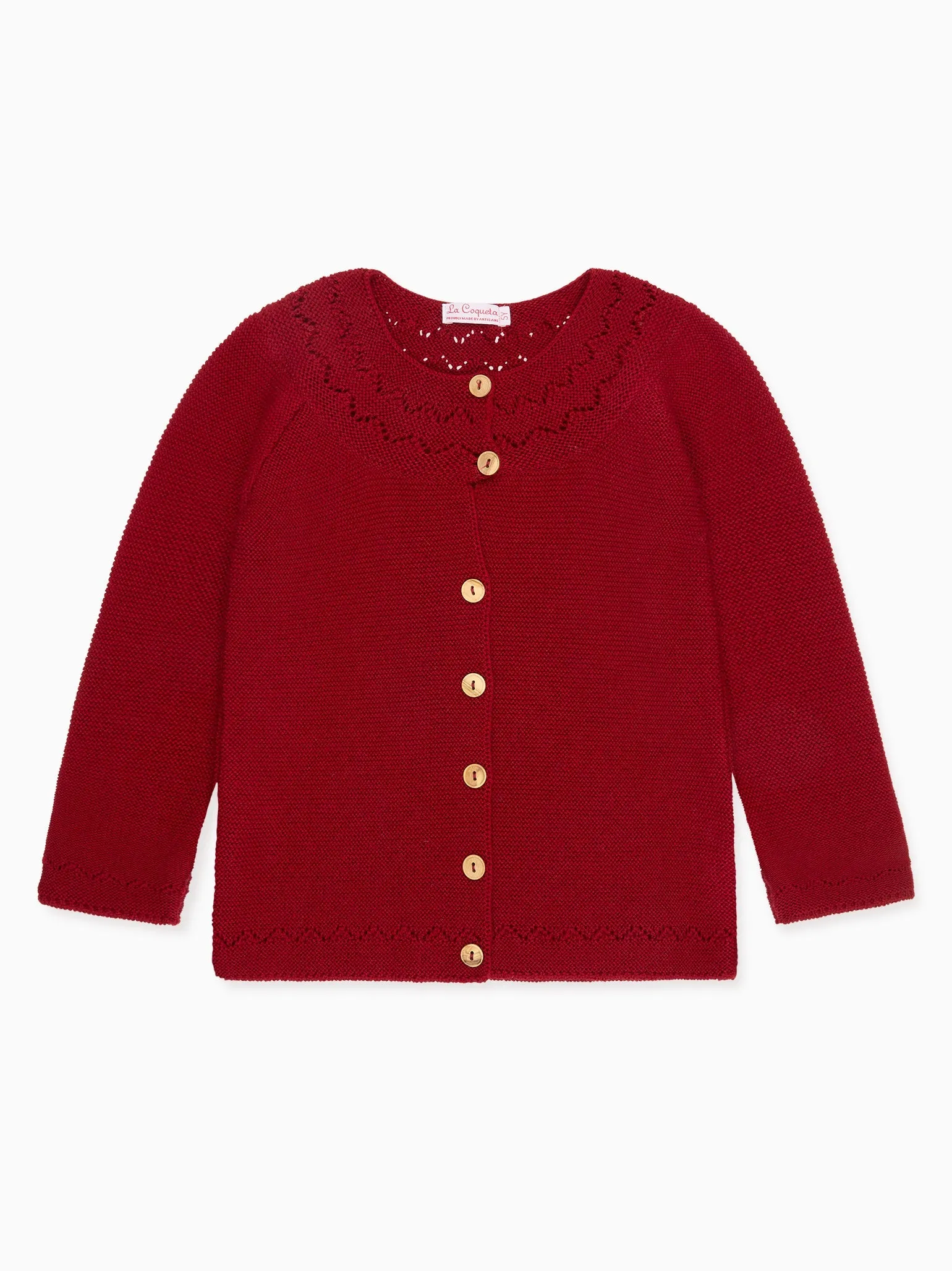 Burgundy Ivana Merino Girl Cardigan