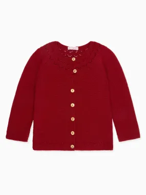 Burgundy Ivana Merino Girl Cardigan