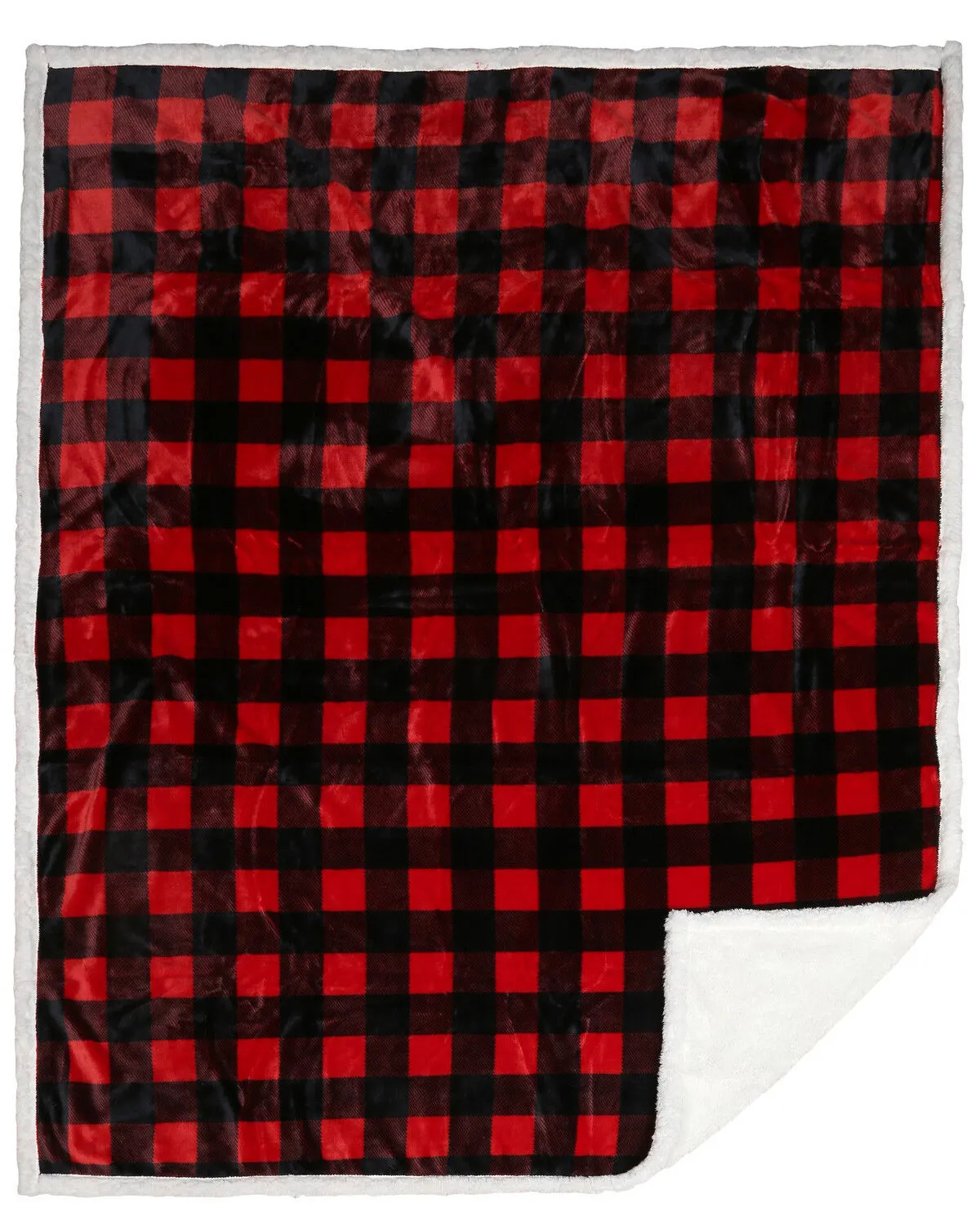 Carstens Home Red Lumberjack Plaid Sherpa Throw Blanket