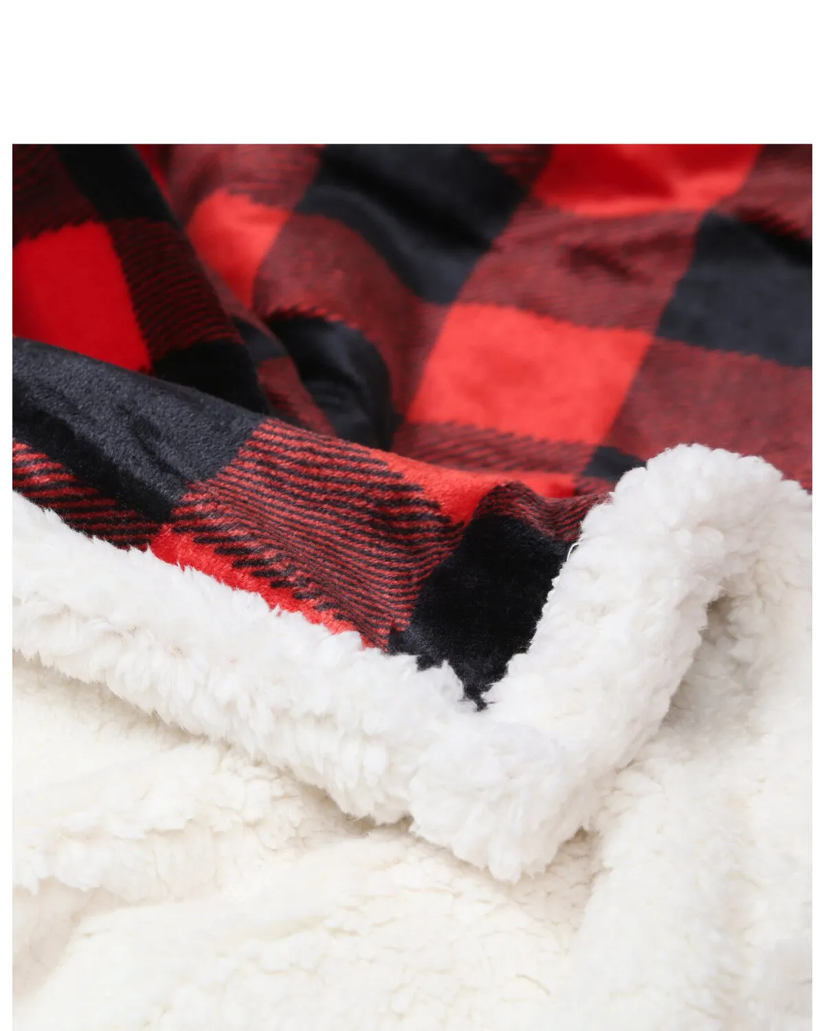 Carstens Home Red Lumberjack Plaid Sherpa Throw Blanket