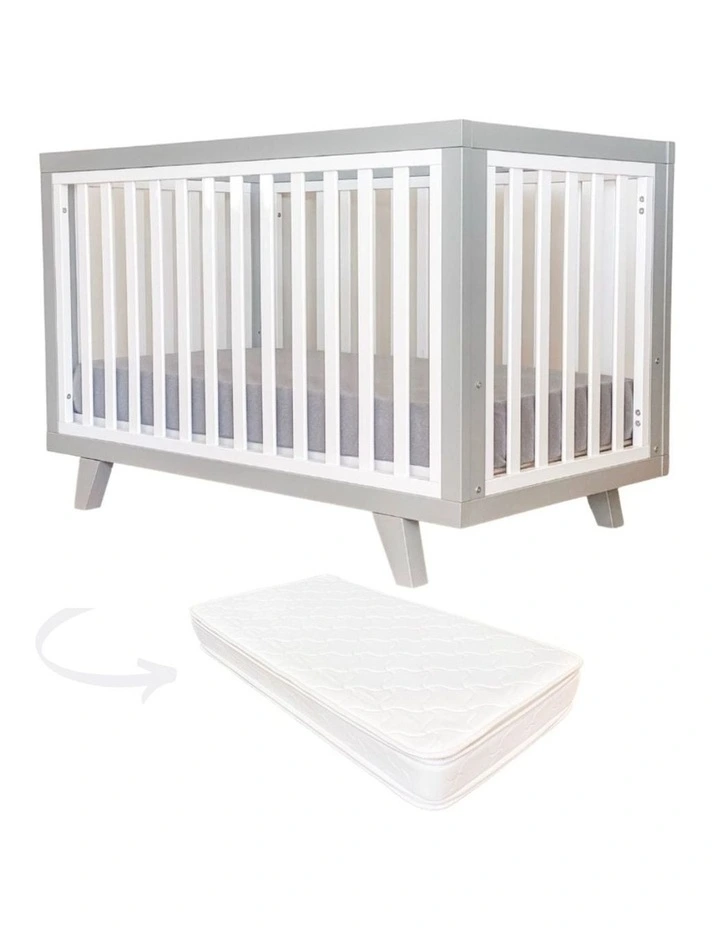 Chelsea Cot in Grey & Rest Innerspring Mattress