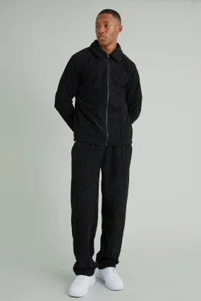 Chenille Rib Harrington Jacket & Straight Leg Pants Set