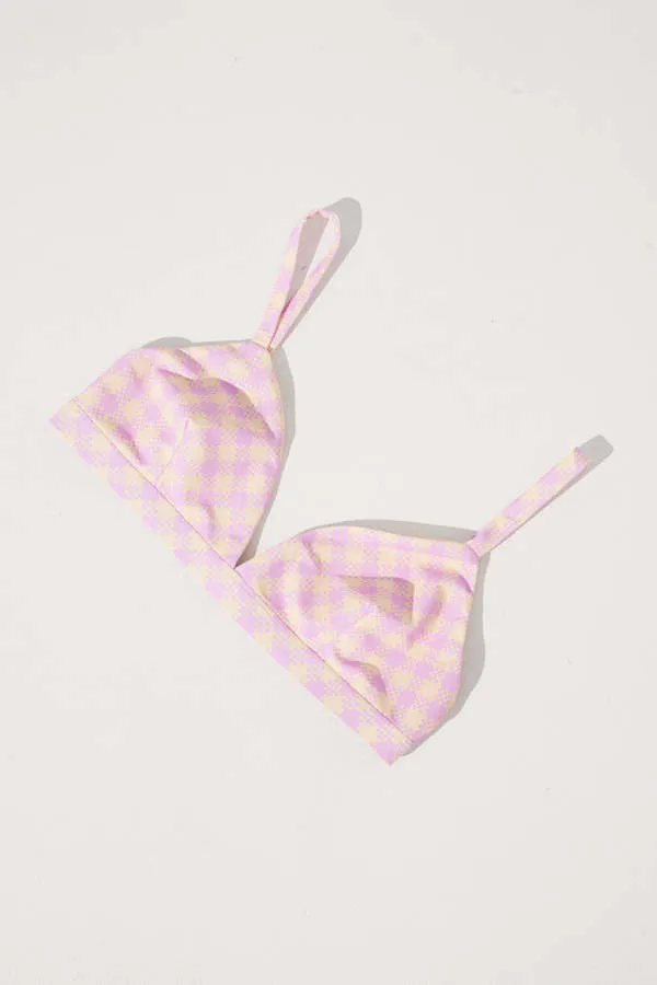 Christie Bikini Top - Lilac Gingham