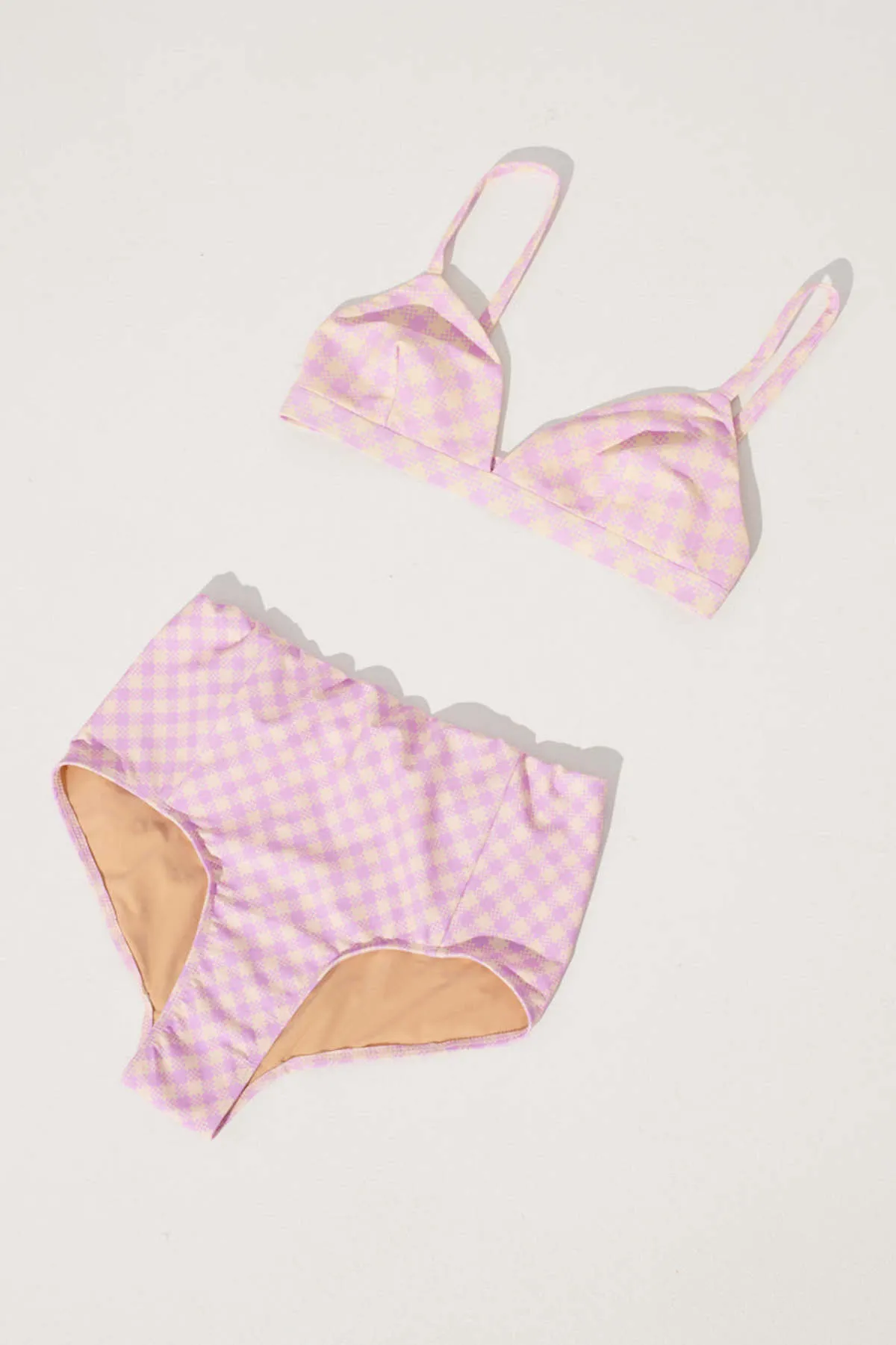 Christie Bikini Top - Lilac Gingham