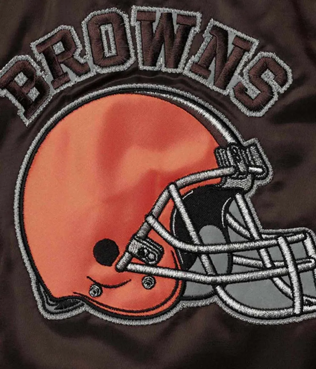 Cleveland Browns Locker Room Throwback Brown and Orange Satin Jacket