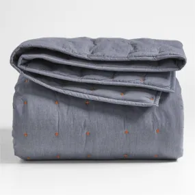 Crate&Barrel Classic Chambray Ashen Blue Cotton Kids Twin Quilt