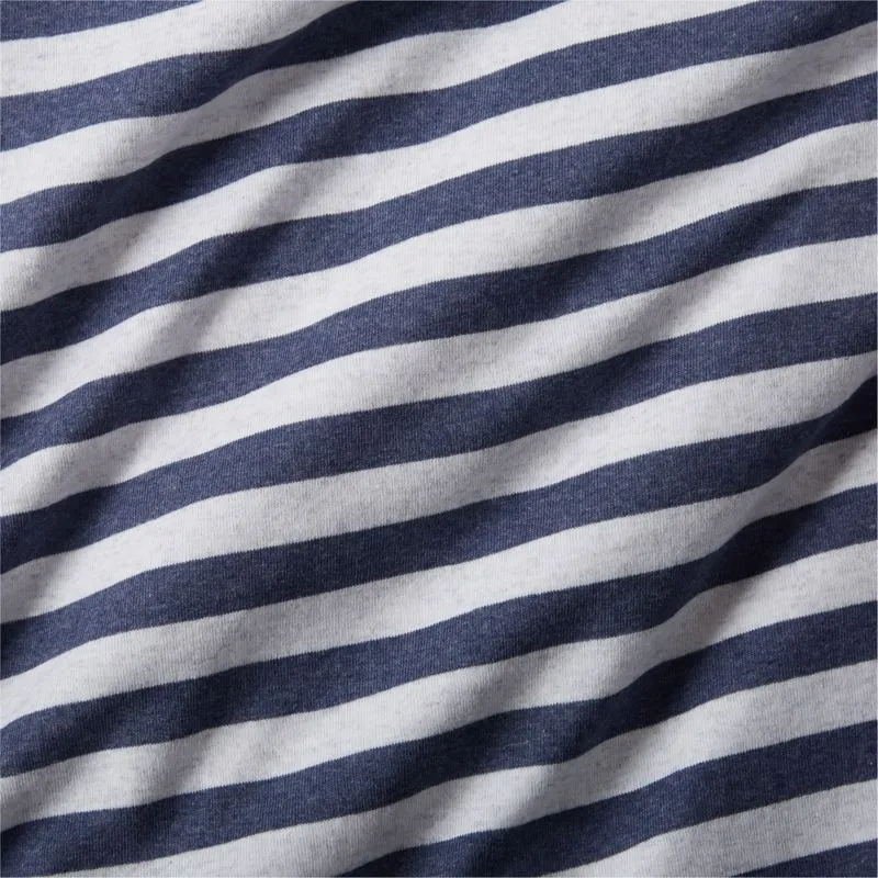 Crate&Barrel Comfy Tee Navy Blue Stripe Organic Cotton Jersey Kids Twin Duvet Cover