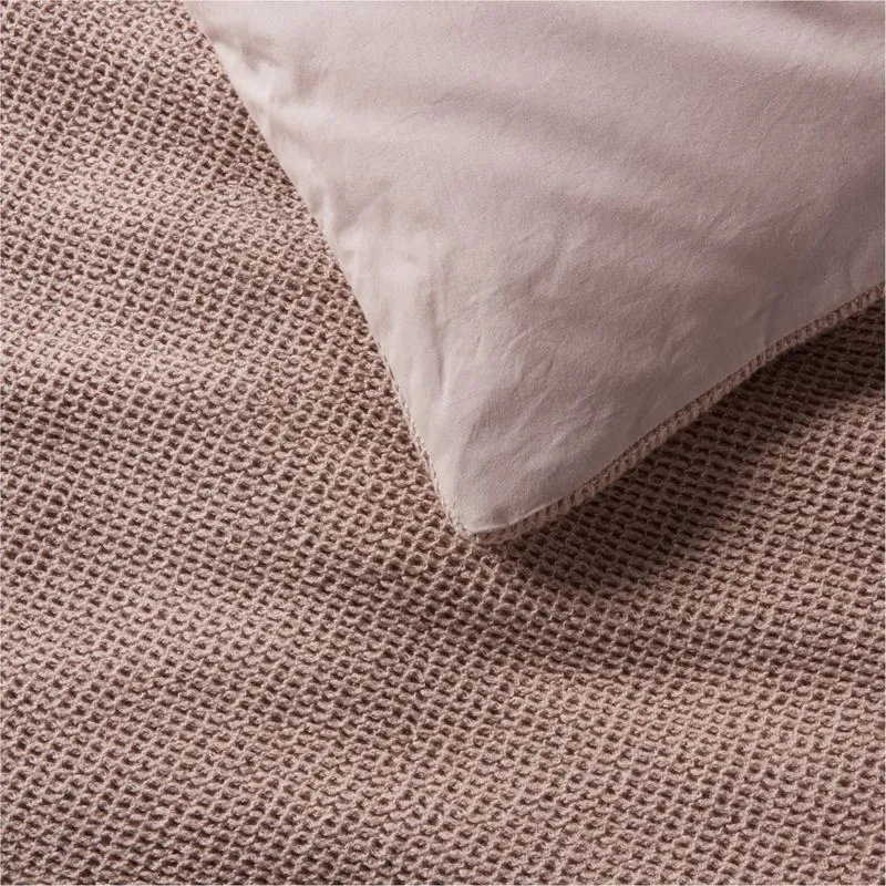 Crate&Barrel Scoop Classic Mauve Waffle Weave Organic Cotton Kids Full/Queen Duvet Cover