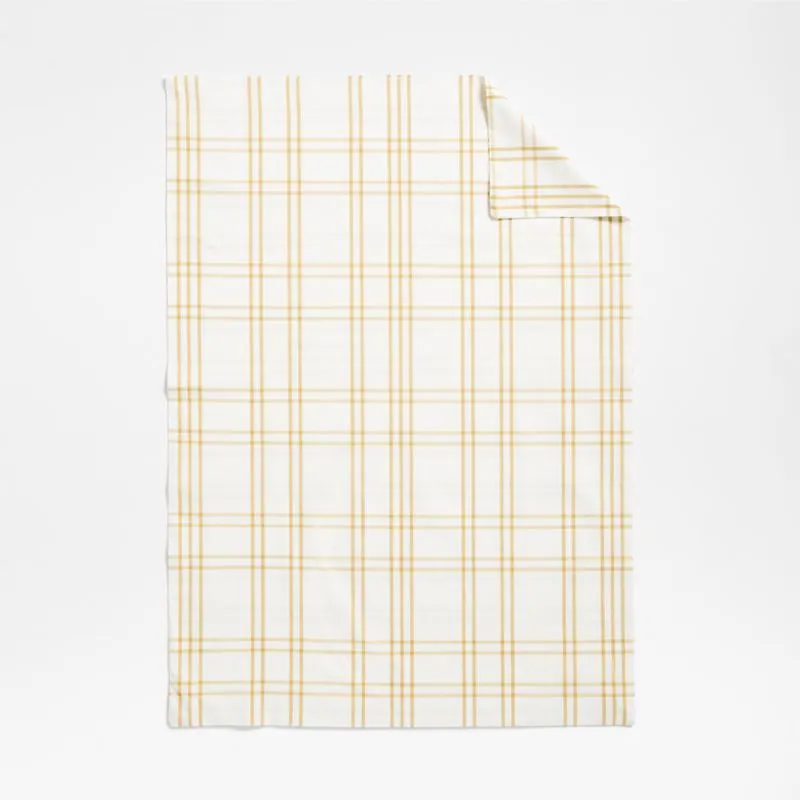 Crate&Barrel Stax Savannah Yellow Yarn-Dyed Organic Cotton Toddler Duvet Cover