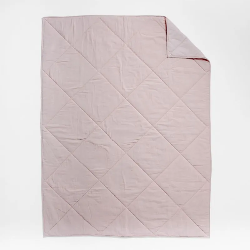 Crate&Barrel Supersoft Lilac Rose Cotton Gauze Kids Twin Quilt