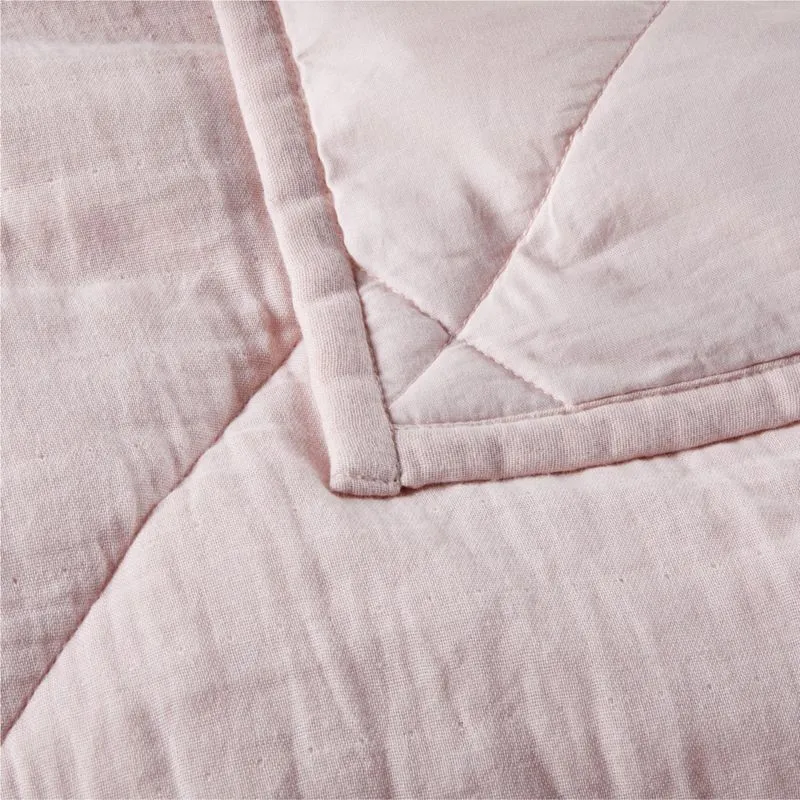 Crate&Barrel Supersoft Lilac Rose Cotton Gauze Kids Twin Quilt