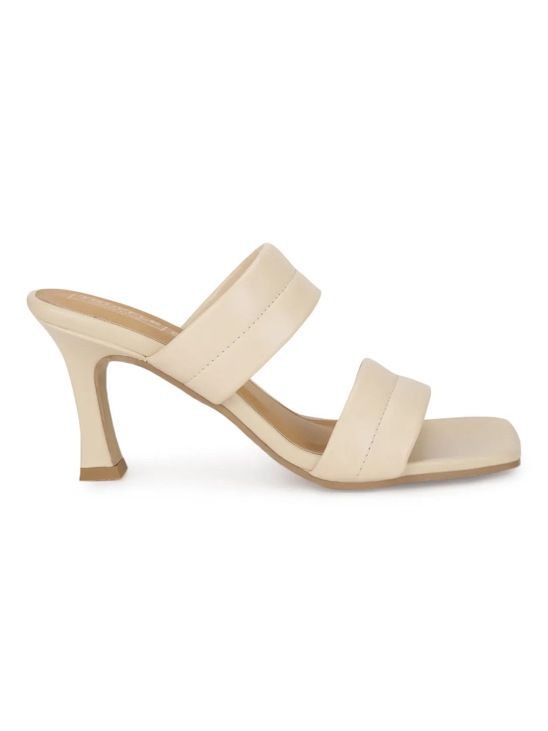 Cream PU Solid Pattern Stiletto Mules (TC-SLC-A7-CRM)