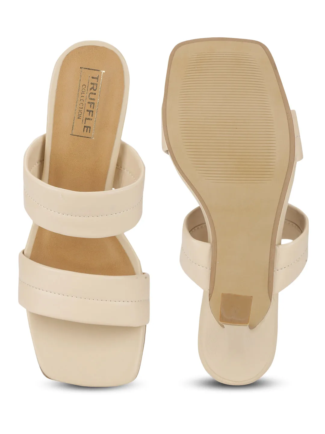 Cream PU Solid Pattern Stiletto Mules (TC-SLC-A7-CRM)