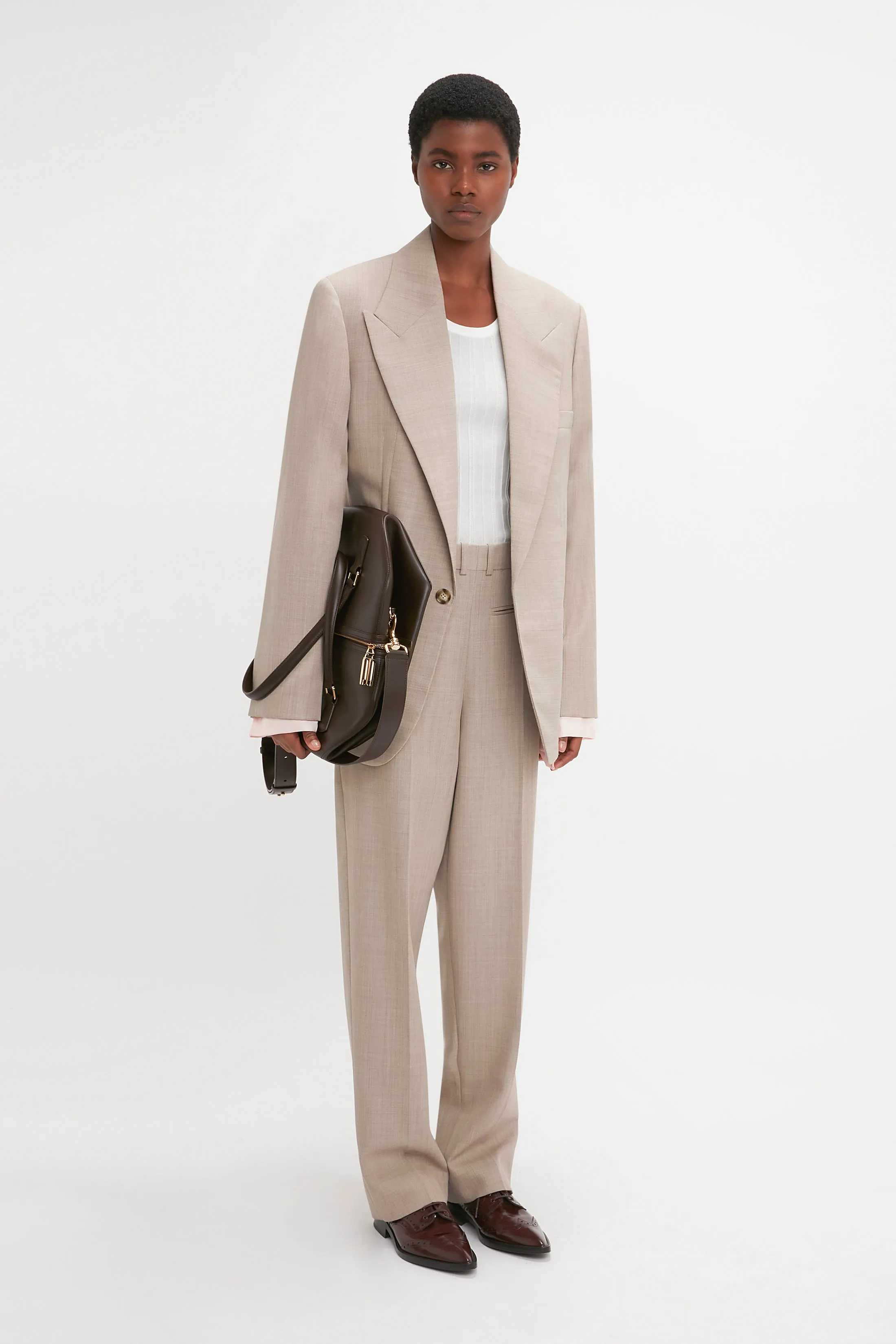 Darted Sleeve Tailored Jacket In Sesame