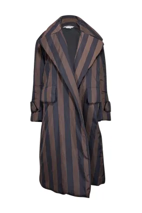 Dhruv Kapoor - Black & Army Green Striped Puff Kimono Jacket One Size