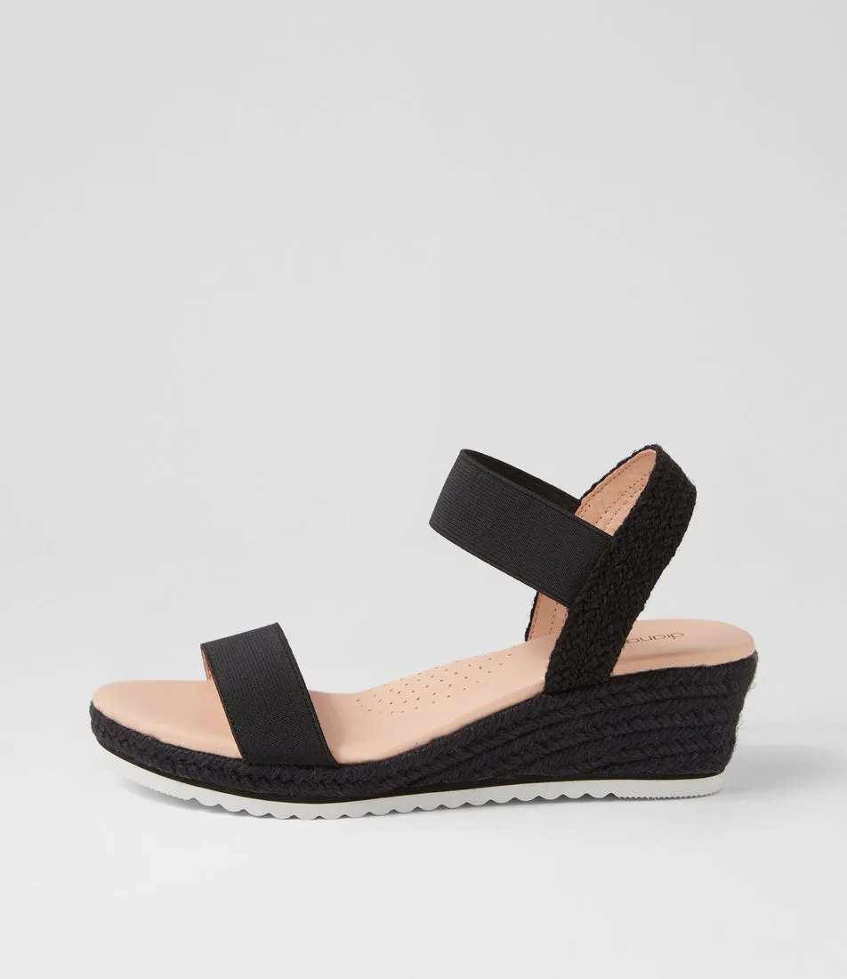 DIANA FERRARI Worthy Black Rope Elastic Sandals