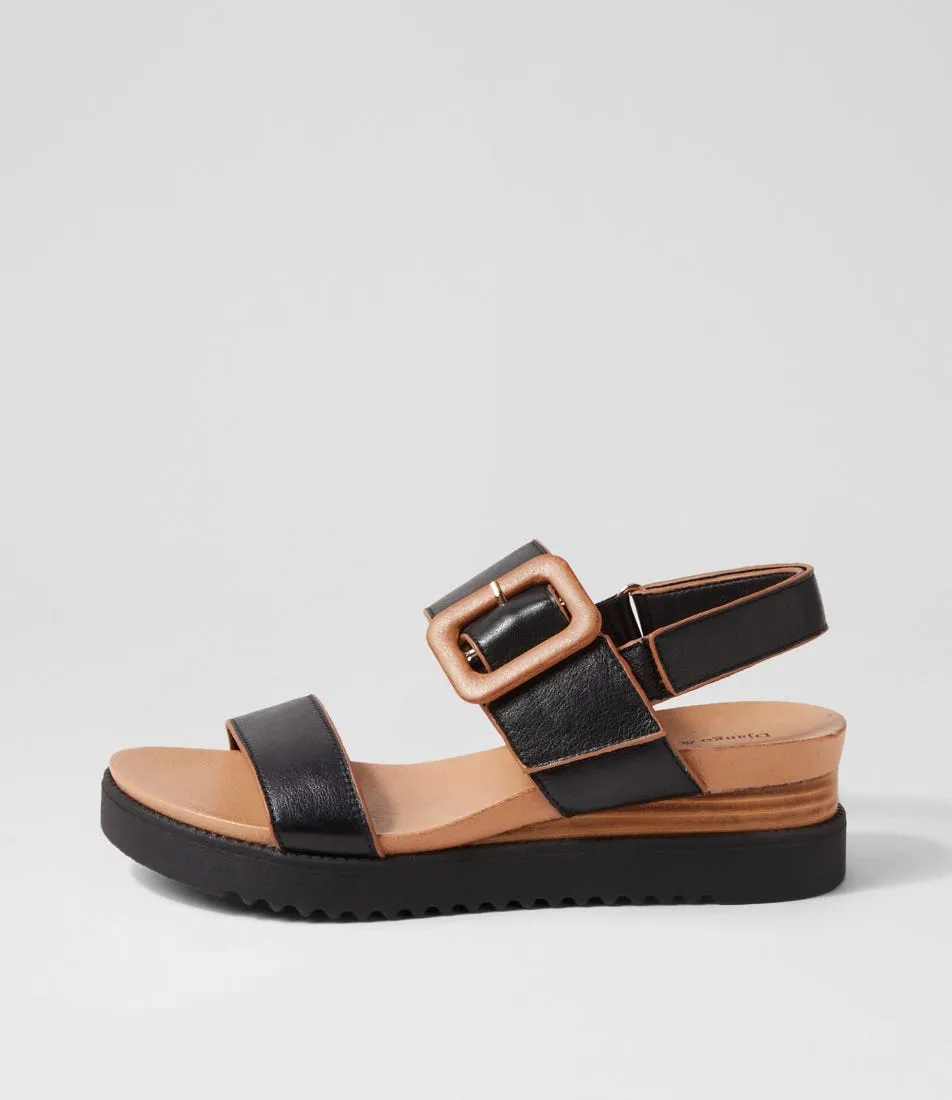 DJANGO & JULIETTE Albany Black Tan Leather Sandals