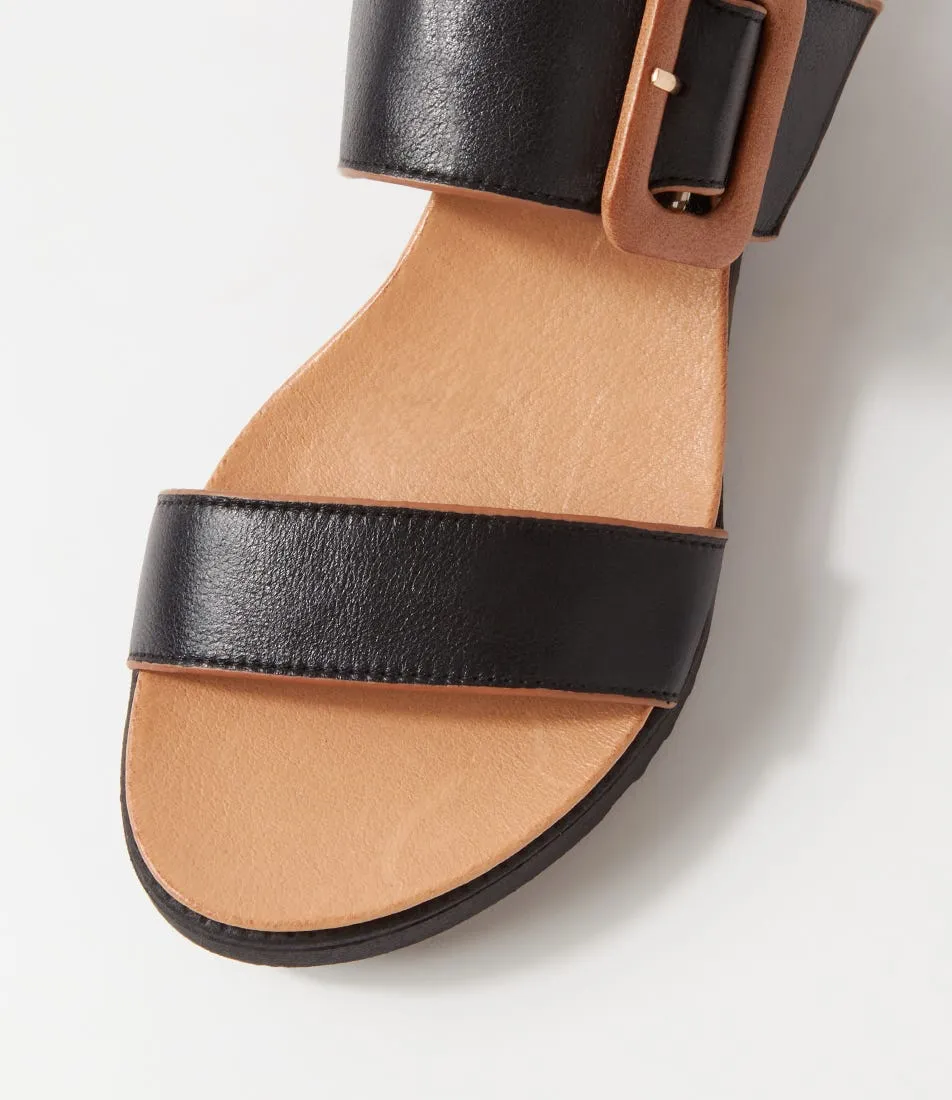 DJANGO & JULIETTE Albany Black Tan Leather Sandals