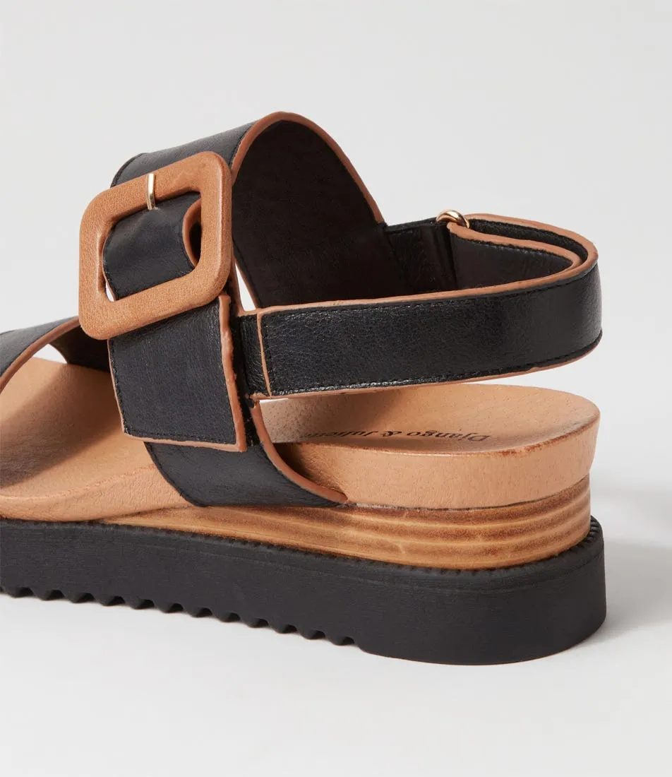 DJANGO & JULIETTE Albany Black Tan Leather Sandals