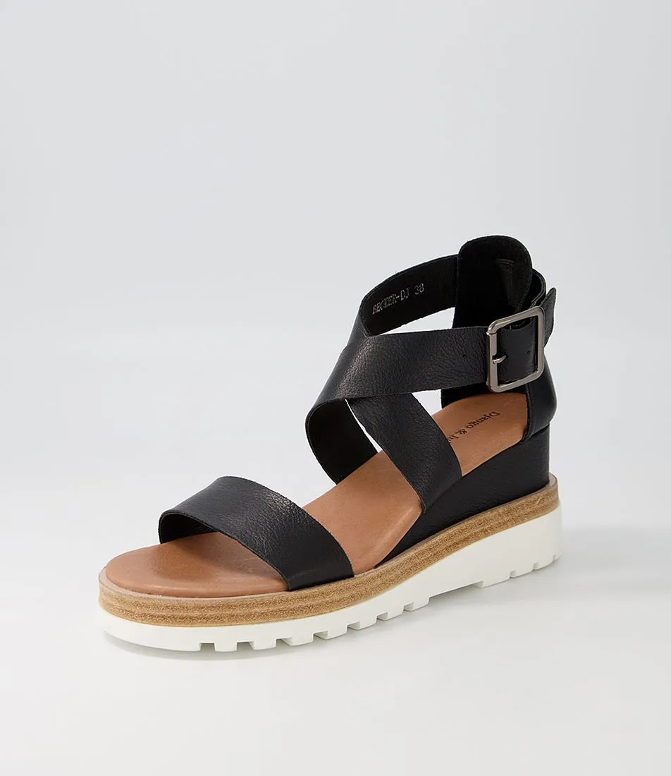 DJANGO & JULIETTE Becker Black White Leather Sandals