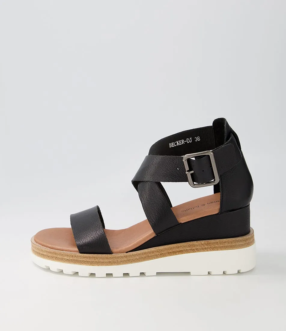 DJANGO & JULIETTE Becker Black White Leather Sandals