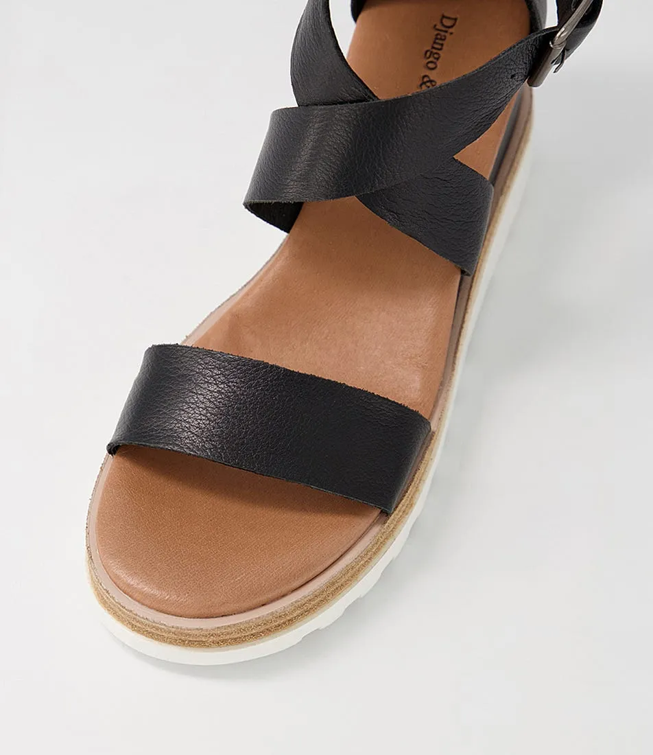 DJANGO & JULIETTE Becker Black White Leather Sandals