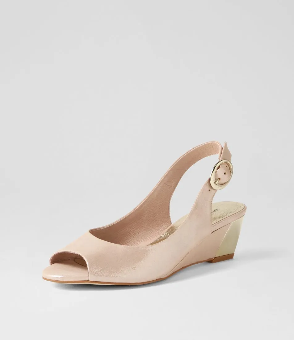 DJANGO & JULIETTE Raite Nude Shimmer Leather Sandals