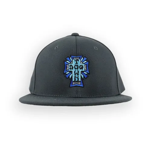 Dogtown Skateboards Hat Cross Logo Patch Snapback Charcoal/Blue Cross