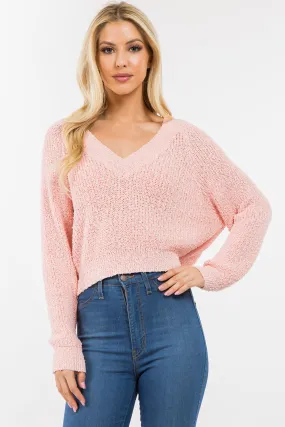 Double V Neck Knit Sweater