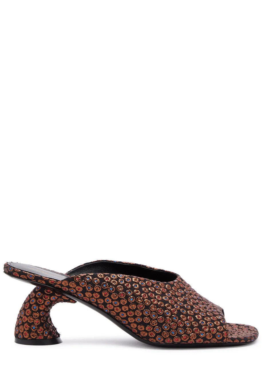 DRIES VAN NOTEN 75 metallic-jacquard mules  -                         -                     -                