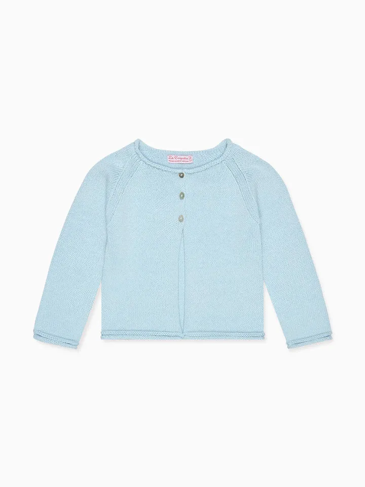 Dusty Blue Denia Cotton Baby Cardigan