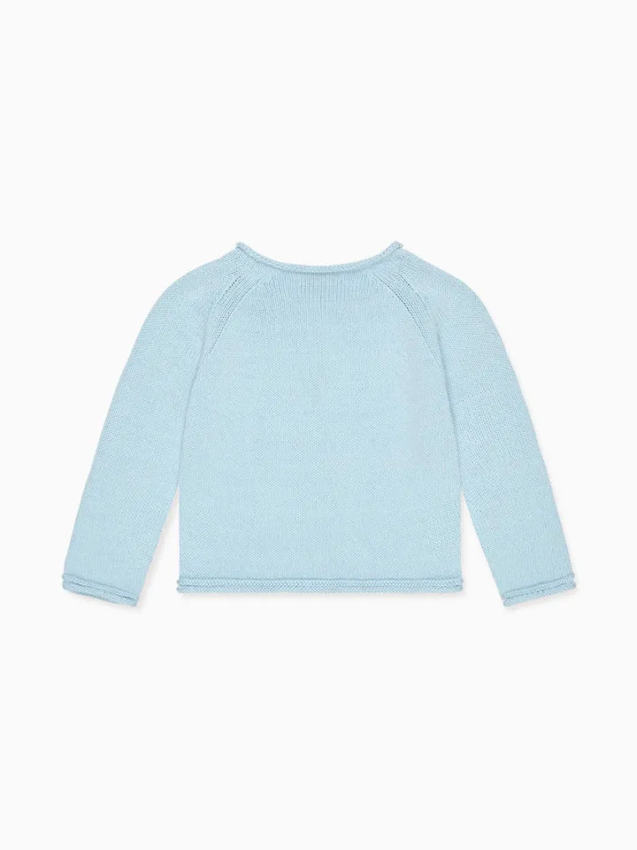 Dusty Blue Denia Cotton Baby Cardigan