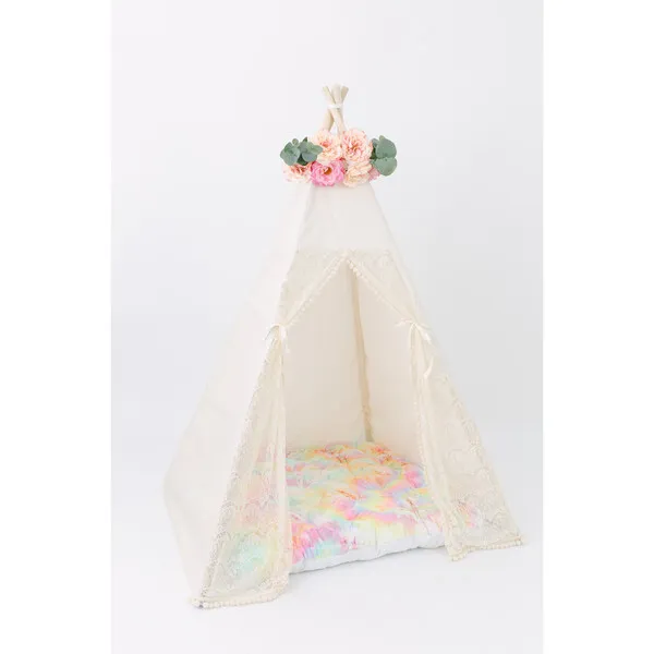 E&E Eleanor Play Tent, Cream/Lace